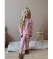 Cg Kids Labubu 2 iplik Kız Çocuk Alt Üst Süper Tarz Takım Sırt Baskılı (Pembe)