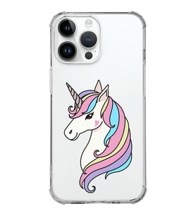 Apple iPhone 14 Pro Max Uyumlu Köşe Korumalı Antişok Kapak Unicorn Tasarımlı Şeffaf  Kılıf