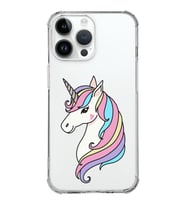 Apple iPhone 14 Pro Max Uyumlu Köşe Korumalı Antişok Kapak Unicorn Tasarımlı Şeffaf  Kılıf