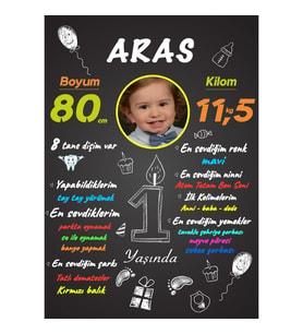 1 Yaş Anı Panosu Afiş,Karşılama Panosu Branda-