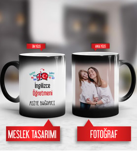 İngilizce Öğretmenine Hediye İngilizce Öğretmeni Kupa Bardak Sihirli Fotoğraflı