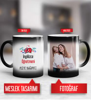 İngilizce Öğretmenine Hediye İngilizce Öğretmeni Kupa Bardak Sihirli Fotoğraflı