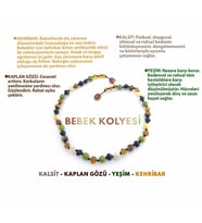 Kehribar-Kalsit-Kaplan Gözü-Yeşim-Bebek Kolyesi  M202