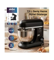 Sinbo SMX-2773 Dijital Ekranlı Zaman Ayarlı Stand Mikser 7.5 Litre 1500W (Siyah-Siyah)