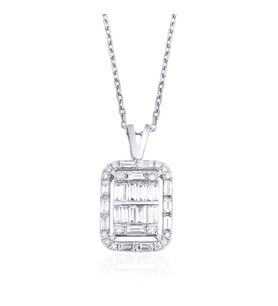 0.60 Karat Baget Pırlanta Kolye