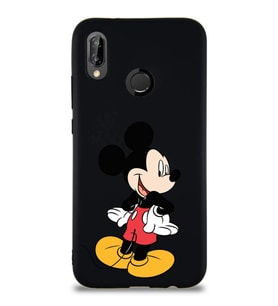 Huawei P20 Lite Soft Premier Kapak Mickey Mouse-D Tasarımlı Silikon Kılıf - Siyah (Şeffaf)