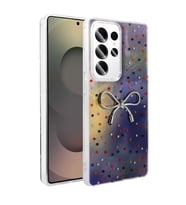 Samsung Galaxy S25 Ultra Kılıf Kamera Korumalı Fiyonk Kalp Figürlü Ponti Kapak (Lila)