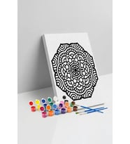 Kalın Çizgili Mandala Tuval Boyama Seti 40x50 cm