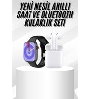 Yeni Nesil Akıllı Saat Ve Kulaklık Seti Gümüş Kasa Zarif Tasarım Çok Fonksiyonlu