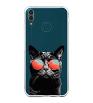 PrintiFy Huawei Y9 2019 ile Uyumlu Kedi 3 Kamera Korumalı Şeffaf Kılıf