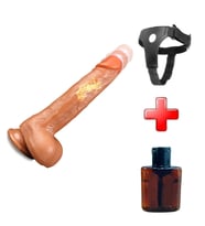 LilituShop Belden Bağlamalı USB Şarjlı Uzaktan Kumandalı 23 cm İleri Geri Hareketli Titreşimli Isıtmalı Dildo
