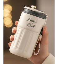 Kişiye Özel Dijital Isı Göstergeli Paslanmaz 304 White Çelik Bardak Termos Mug Kupa 400ml