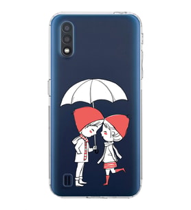 Samsung Galaxy A01  Kamera Korumalı Kapak Aşk Tasarımlı  Şeffaf Kılıf