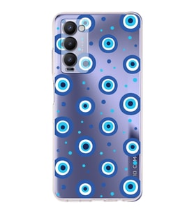 PrintiFy Tecno Camon 18P ile Uyumlu Nazar Boncuğu 1 Baskılı Kamera Korumalı Şeffaf Silikon Kılıf