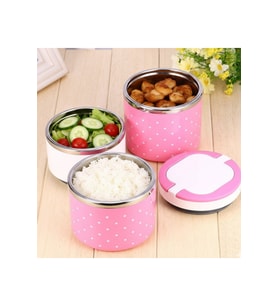 3 Katlı Çiçek Desenli Paslanmaz İç Hazneli 1.26 Litre Pembe Sefer Tası