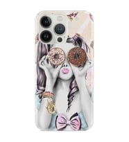 Apple Iphone 13 Pro Max Kılıf 6.7" Resimli Desenli Silikon + Tam Kaplayan Cam Donut Girl 1408