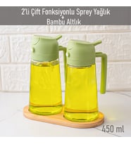 Porsima ALK-1900 Çok Amaçlı Cam Sprey Şişe -Yağdanlık Limon Sirke Sos Püskürtücü, Sızdırmaz Standlı Yağdanlık Yeşil