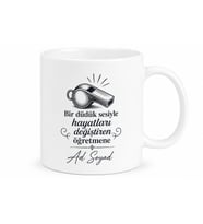 İsimli Düdük Desenli Beden Eğitimi Öğretmeni Kupası Hediye Bardak