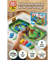 Art Craft 600 gr Arabalar Kinetik Kum Seti - Kurumayan Oyun Kumu 9 Parça Eğitici Oyuncak