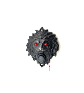 Antika Tarz Dekoratif Pirinç Aslan Kapı Zili - 100x78 mm, Oksit, Led Işıklı