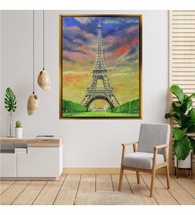 Tablore Eyfel Kulesi Ve Paris Manzaralı Tablo Çerçeveli Kanvas Tablo Modern Salon Dekoru