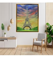 Tablore Eyfel Kulesi Ve Paris Manzaralı Tablo Çerçeveli Kanvas Tablo Modern Salon Dekoru