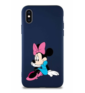 Apple iPhone X Soft Premier Kapak Minnie Mouse-E Tasarımlı Silikon Kılıf - Lacivert (Şeffaf)