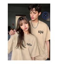 King Queen Sevgili Tişört Kombini Unisex Çift Tişört Seti %100 Pamuk Couple T-Shirt