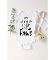 Unisex Bebek Beyaz Sister Paws Çıtçıtlı Body