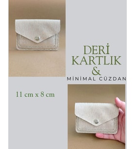 Hakiki Deri Minimal Avuçiçi Simli Sade Tasarım Kadın Cüzdan Kartlık DRC-19