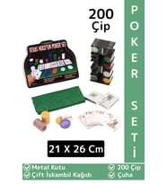 Luxery Texas Holdem Casino Blackjack 200 Poker Çipi Çift İskambil Kağıdı Metal Kutu Poker Oyunu Seti