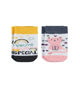 Civil Baby Kız Bebek Havlu Çorap 6-18 Ay Beyaz (Çok Renkli)