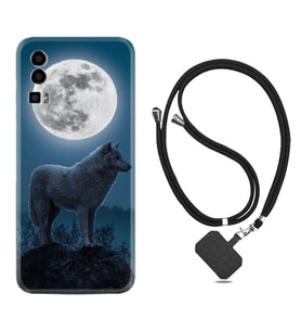 General Mobile Gm 23 Kılıf Resimli Boyun Askılı İpli Desenli Silikon Series Moon Wolf 1820