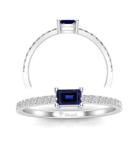 0,35 Karat Pırlantalı Safir Yüzük