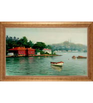 Çerçeveli Paspartulu Manzara Tablo ah1618 (Gold)