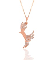Söğütlü Silver Gümüş rose zirkon taşlı simurg kolye
