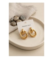 Mey İthalat® 316L Çelik Gold Renk Halka Model Küpe