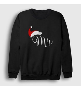 Presmono Unisex Siyah Mr Yeni Yıl Yılbaşı Sweatshirt 271021tt
