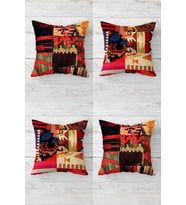 Patchwork Kilim Desenli Gizli Fermuarlı Kırlent Kılıfı Koltuk Yastık Kılıfı Takım(4adet) (Çok Renkli)