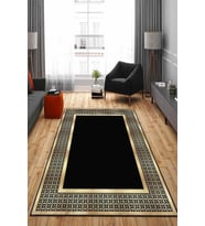 Siyah Gold Çerçeveli Kaymaz Tabanlı Dekoratif Halı AR726 - 100 x 160 cm