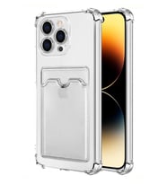 Apple iPhone 16 Pro Max Kılıf Darbe Emici Köşe Korumalı Kartlıklı Cüzdanlı Silikon Kapak - Şeffaf