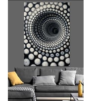 Derinleşen Beyaz Noktalı Spiral Desen Dekoratif Kanvas - Mdf Ahşap Tablo