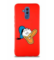 Huawei Mate 20 Lite Soft Premier Kapak Donald Duck-E Tasarımlı Silikon Kılıf - Kırmızı (Şeffaf)
