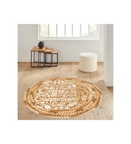 Eliana Home Baskılı, Yıkanabilir Kaymaz Taban Yuvarlak Halı LNA7057-SD329 120x120 cm (Kahverengi)