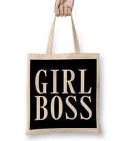 Feminist Girl Boss Slogan Bez Çanta Uzun Saplı