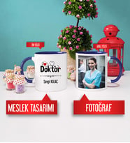 İsme Özel Doktora Hediye Doktor Kupa Bardak Lacivert Fotoğraflı