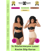#Korse İz Yapmayan 2 Beden Küçülten Kaymaz Toparlayıcı Lazer Kesim Slip Korse 4'lü Set