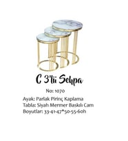 Brc Eko  13385 C Zigon eyaz Mermer Desen Gold Pirinç Kaplama Metal Ayak El Yapım