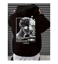 Unisex Freedom Baskılı Oversize Baskılı Kapşonlu Sweatshirt 3 Iplik (Siyah)
