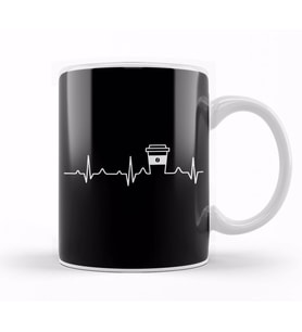 Coffee Heartbeat Coffee Cup Caffeine Lovers Kupa Bardak Porselen